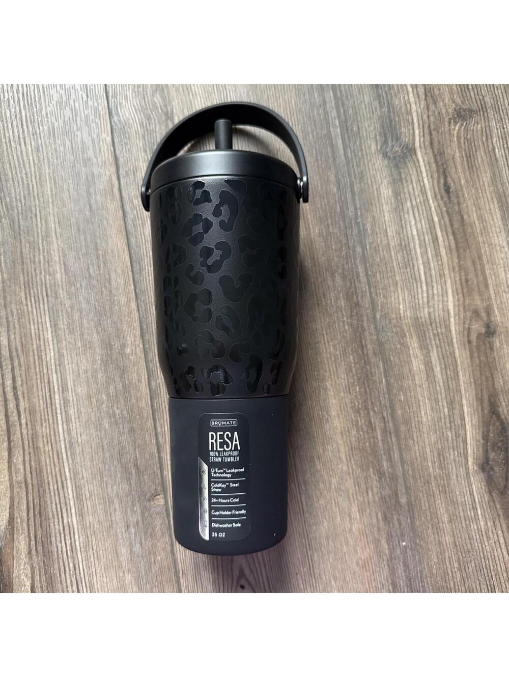 BrüMate Resa 100% Leakproof Travel Tumbler 35oz Black Leopard NIB